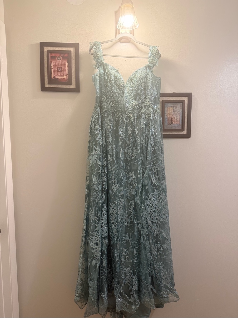 Dreamy Sage Green Embellished Gown